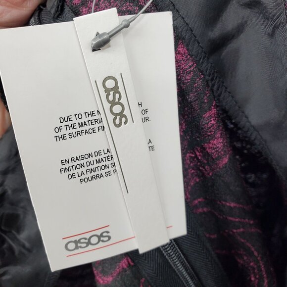 NWT Asos Cropped Wide Leg Purple Jacquard Whimsigoth High Rise Pants Size 14 - Picture 2 of 9